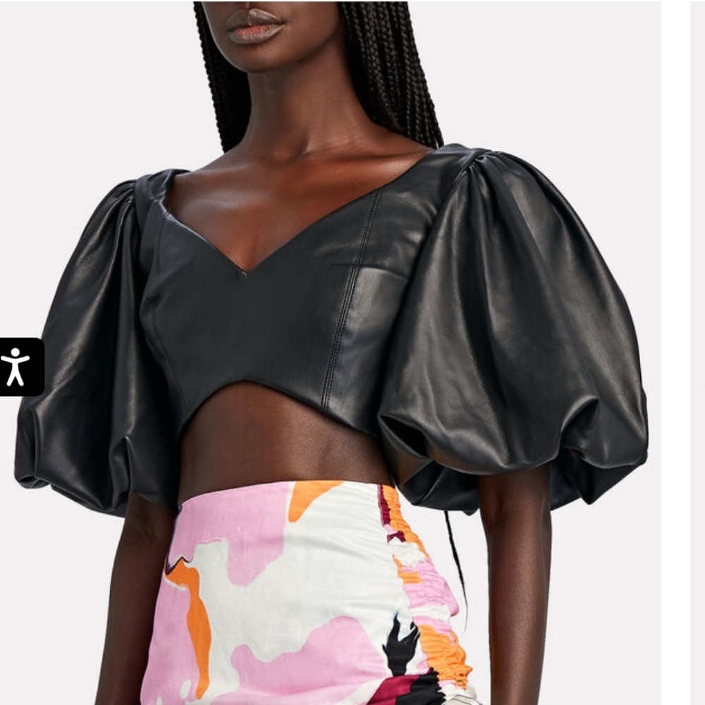 Aje Rebellion Faux Leather Crop Top
